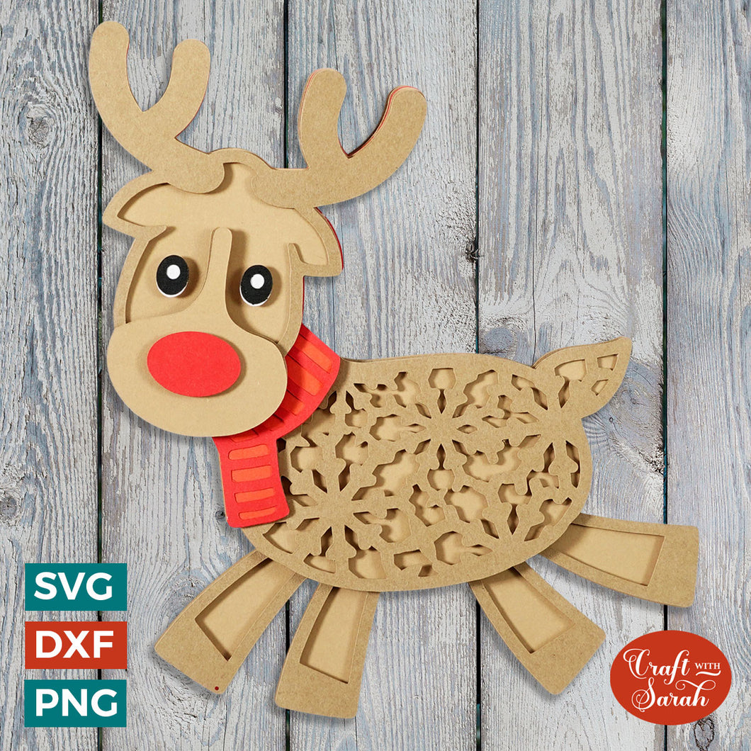 Christmas Reindeer SVG | Layered Reindeer Cutting File