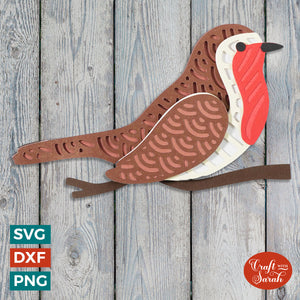 Christmas Robin SVG | Layered Robin Bird Cutting File