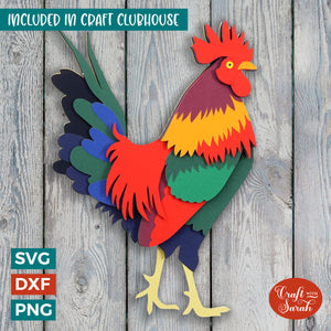 Rooster SVG | Layered Cockerel Cutting File