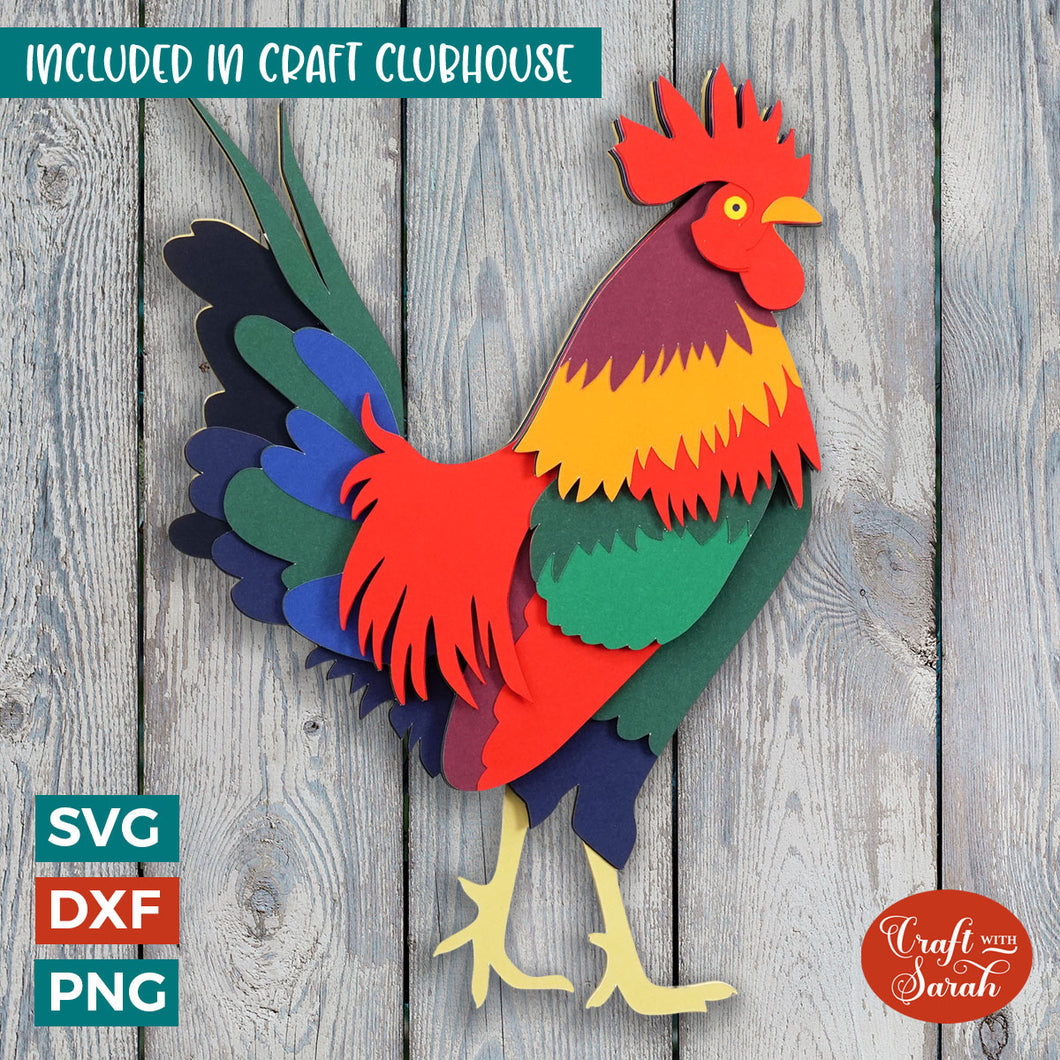 Rooster SVG | Layered Cockerel Cutting File