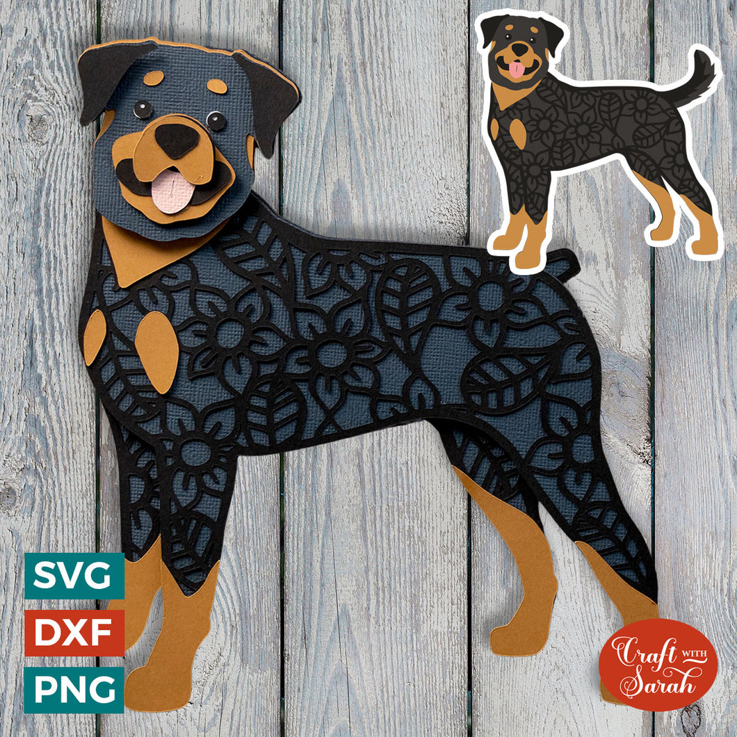 Rottweiler SVG | Layered Rottie Dog Cutting File