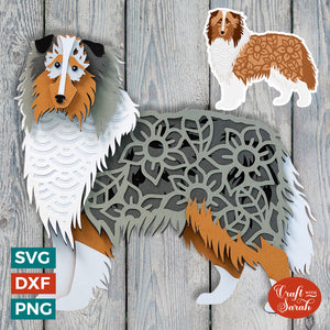 Rough Collie SVG | Layered Blue Merle Collie Cutting File