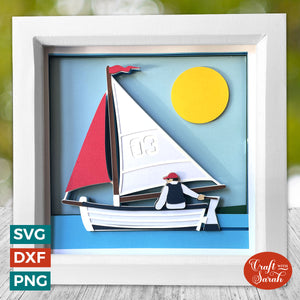 Sailing Shadow Box SVG | Summer Sailing Boat Cut File