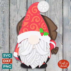 Santa Gnome SVG | Layered Male Christmas Gnome SVG