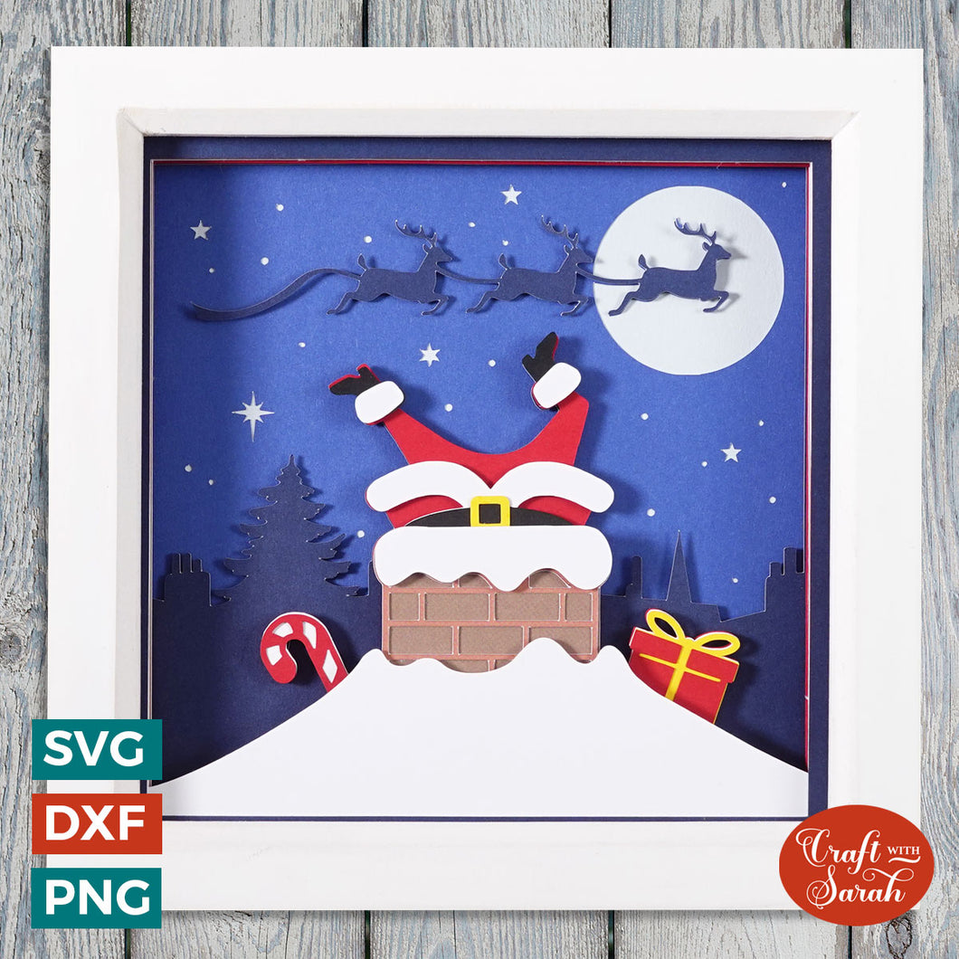 Santa in Chimney Shadow Box | Christmas Shadow Box SVG