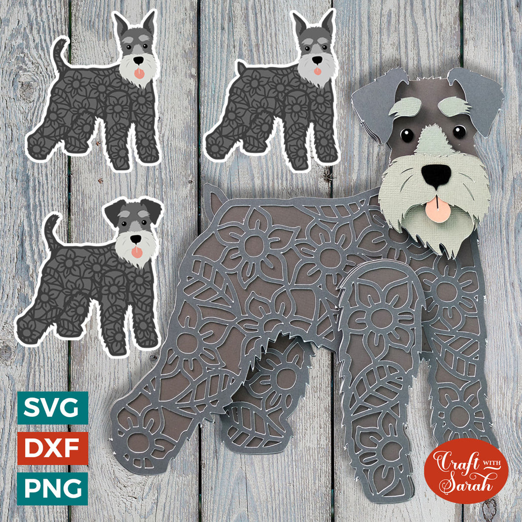Schnauzer Dog SVG | Layered Miniature Schnauzer Cutting File