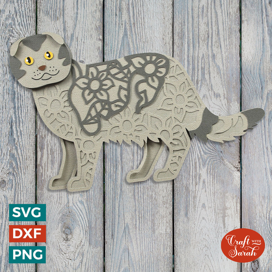 Scottish Fold Layered SVG | Layered Scottish Fold Cat Cutting File