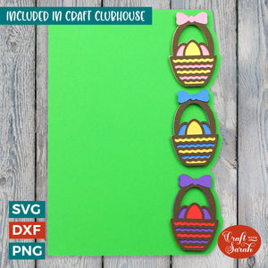 Easter Baskets Greetings Card | Side Edge Easter Card SVG