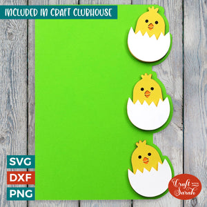 Easter Chick Greetings Card | Side Edge Easter Card SVG