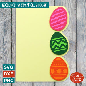 Easter Eggs Greetings Card | Side Edge Easter Card SVG