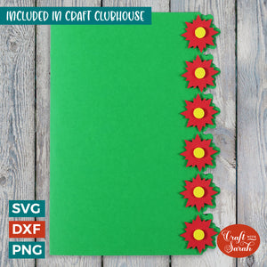 Christmas Poinsettia Greetings Card | Christmas Side-Edge Card