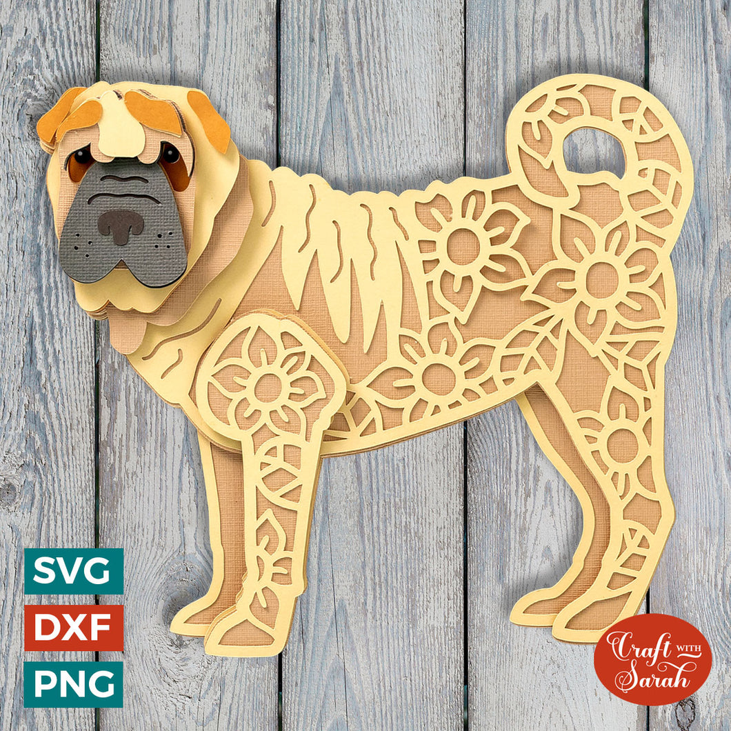 Shar Pei SVG | Layered Chinese Sharpei Dog Cutting File