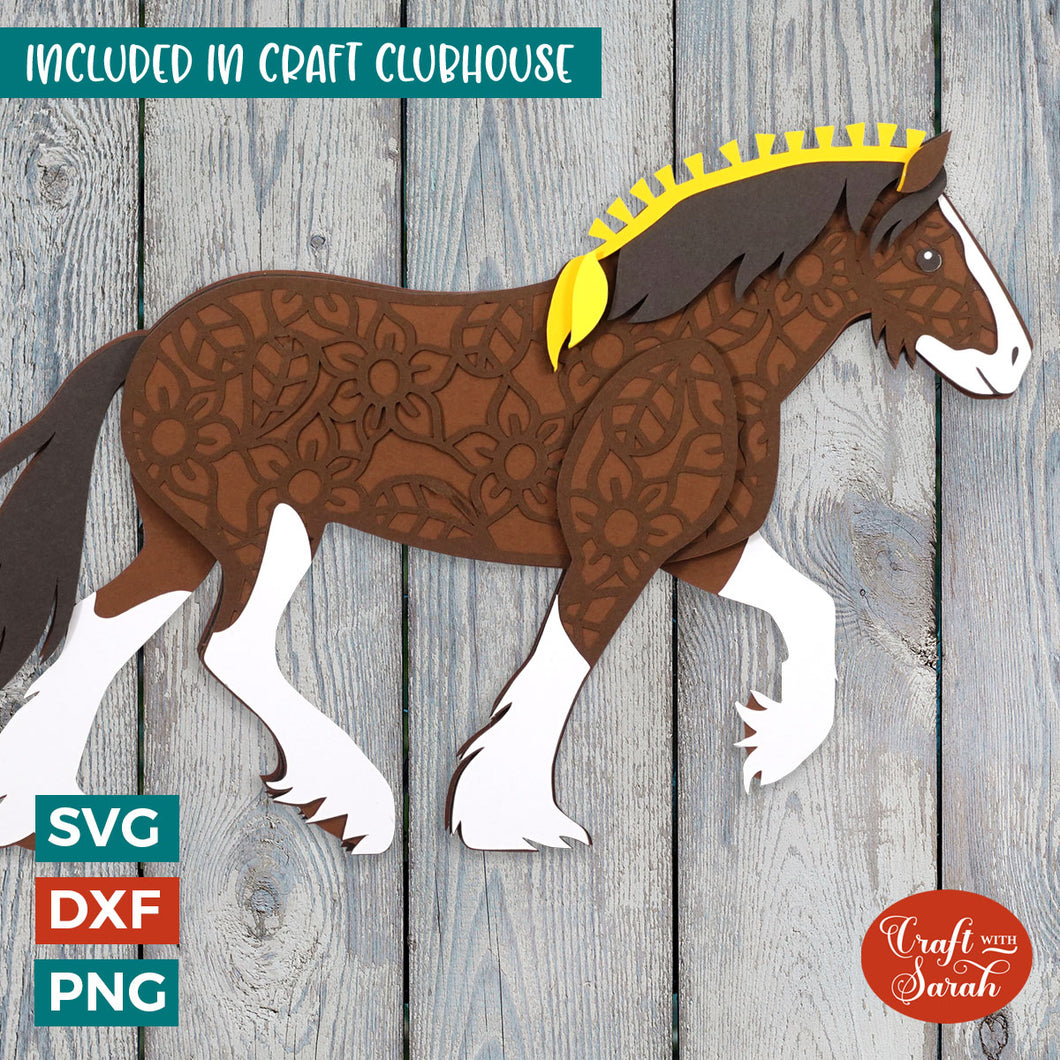 Shire Horse SVG | 3D Layered Shire Horse Cutting File