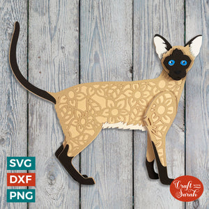 Siamese Cat SVG | Standing Siamese Cat Cutting File