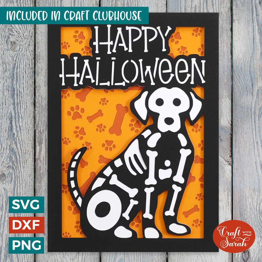 Halloween Skeleton Pets Greetings Card | Halloween Dog