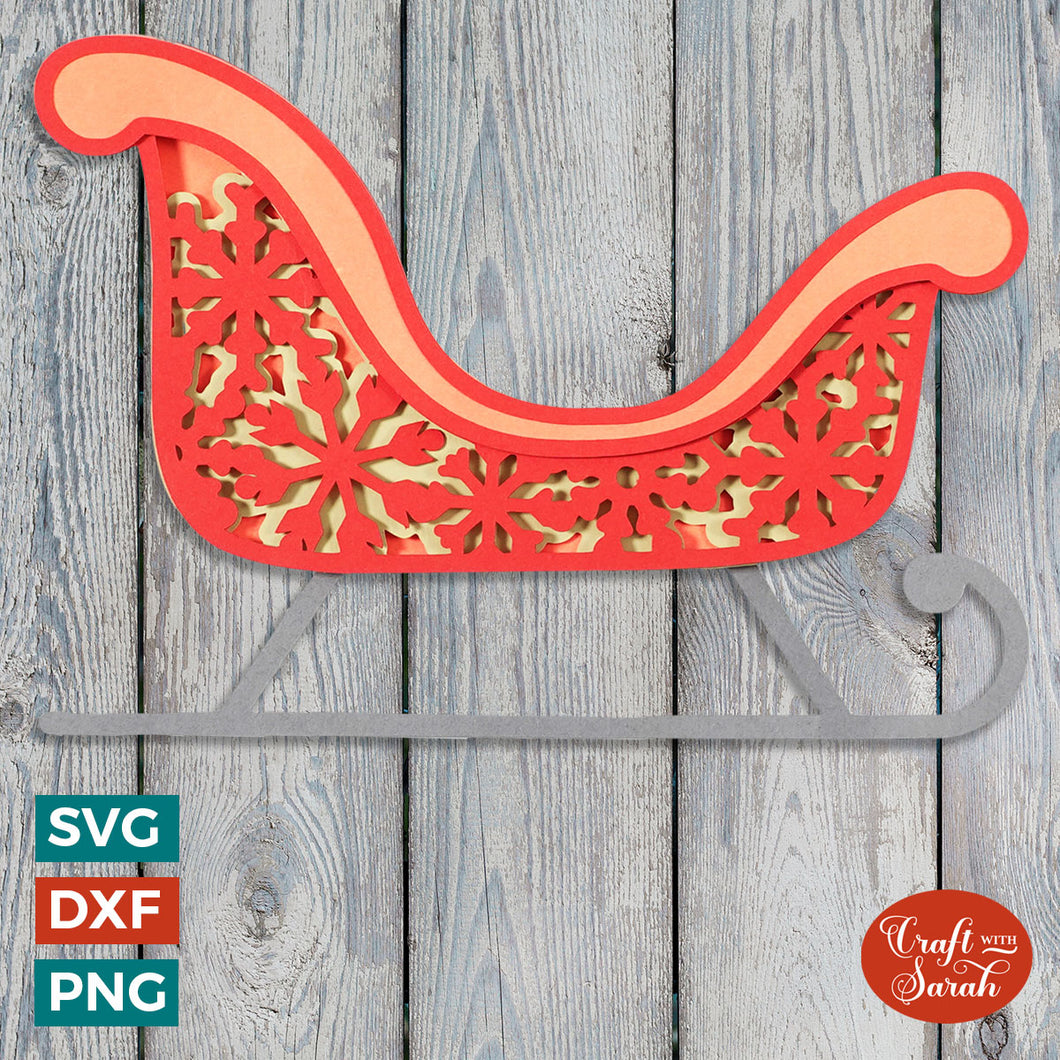 Santa Sleigh SVG | Layered Christmas Sleigh Cutting File