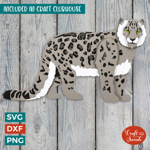Snow Leopard SVG | 3D Layered Snow Leopard Cut File
