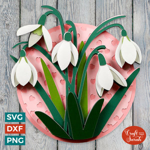 Snowdrops SVG File | Layered Spring Snowdrop Flowers Cutting File