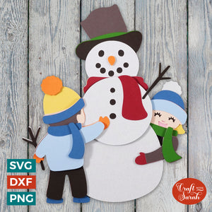 Snowman SVG | Children Building Snowman Layered SVG