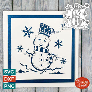 Winter Snowman Card | "Cut & Fold" Greetings Card 23