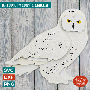 Snowy Owl SVG | Layered Snowy Owl Cutting File