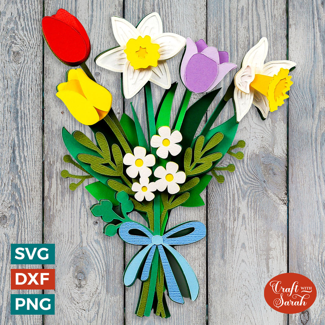 Spring Bouquet SVG File | Layered Bouquet of Flowers Cutting File