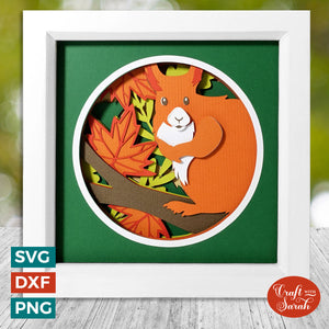 Red Squirrel Shadow Box | Autumn Squirrel Cutting File