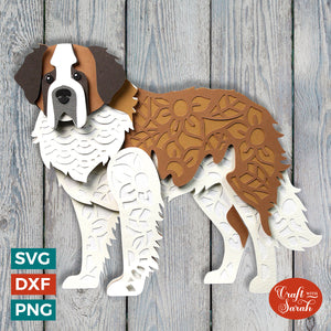 St Bernard Dog SVG | Layered St Bernard Dog Cutting File