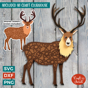 Stag SVG | Layered Woodland Deer Buck Cutting File