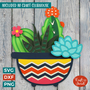 Succulents SVG | 3D Layered Cactus & Succulents Cutting File