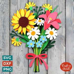 Summer Flower Bouquet SVG | Layered Bunch of Flowers SVG