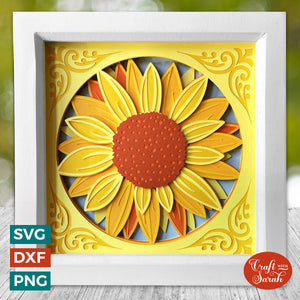 Sunflower Shadow Box SVG | Layered Sunflower Cut File