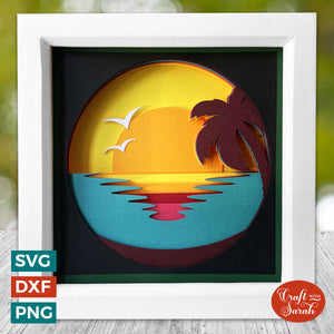 Summer Sunset Shadow Box SVG | Layered Sunset Cut File