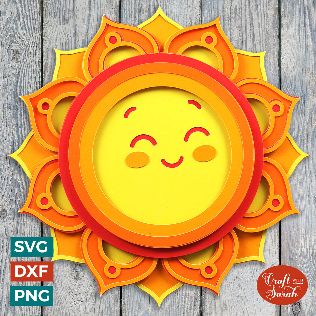 Summer Sunshine SVG | Layered Sun Cut File