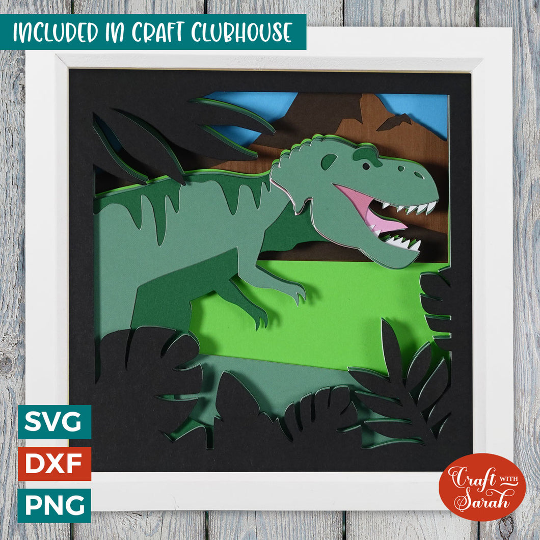 T Rex SVG | Layered Dinosaur Shadow Box SVG