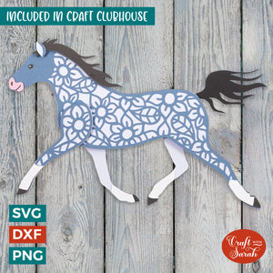 Trotting Horse SVG | 3D Layered Horse Cutting File
