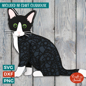 Tuxedo Kitten SVG | Layered Black & White Kitten Cutting File