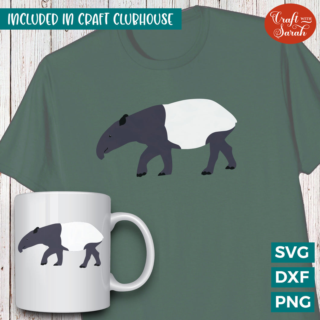 Tapir Adult SVG | Grey and White Vinyl Version