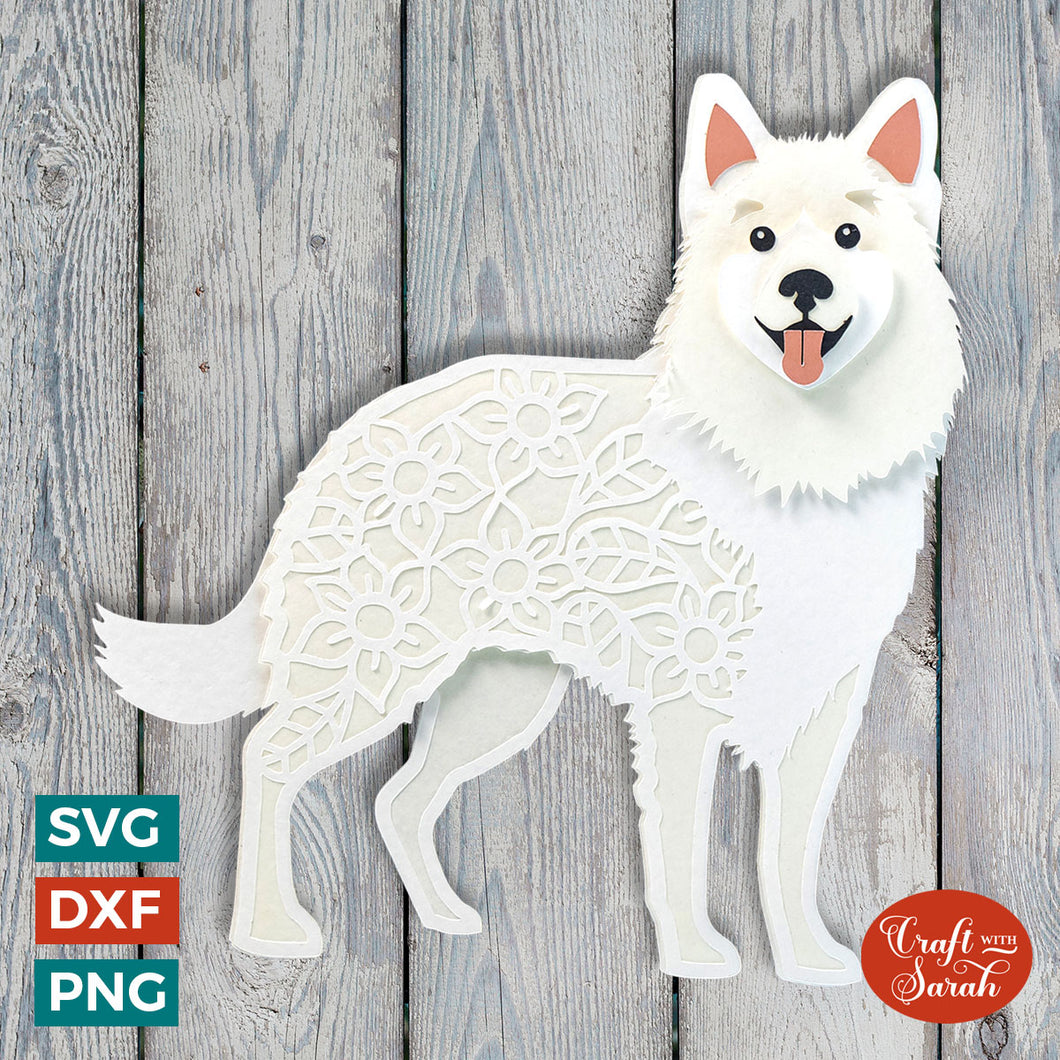 Berger Blanc Suisse SVG | Layered White Swiss Shepherd Dog Cutting File