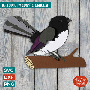 Willy Wagtail SVG | Layered Willy Wagtail Cutting File