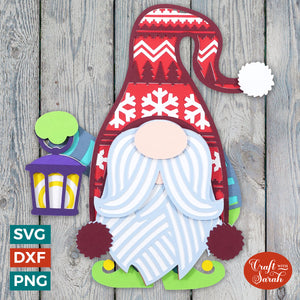 Winter Gnome SVG | Layered Male Snow Gnome SVG