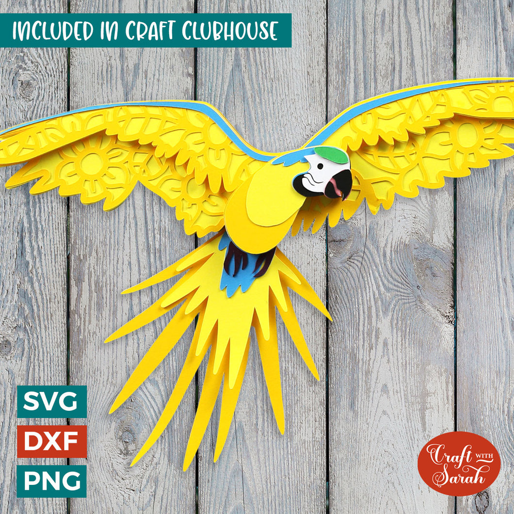 Parrot SVG | Layered 3D Flying Parrot Cutting File