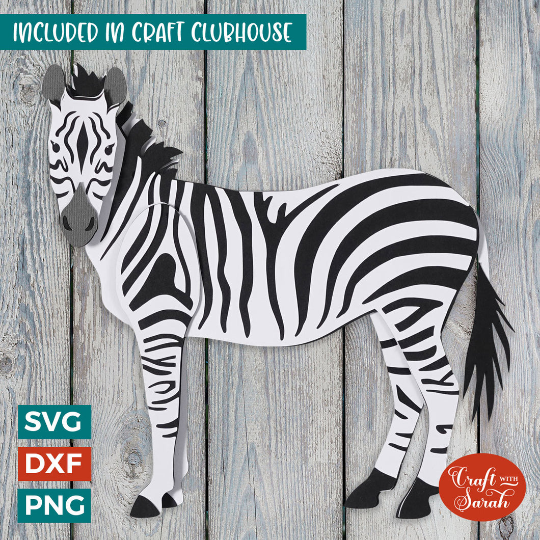 Zebra SVG | 3D Layered Zebra African Animal SVG