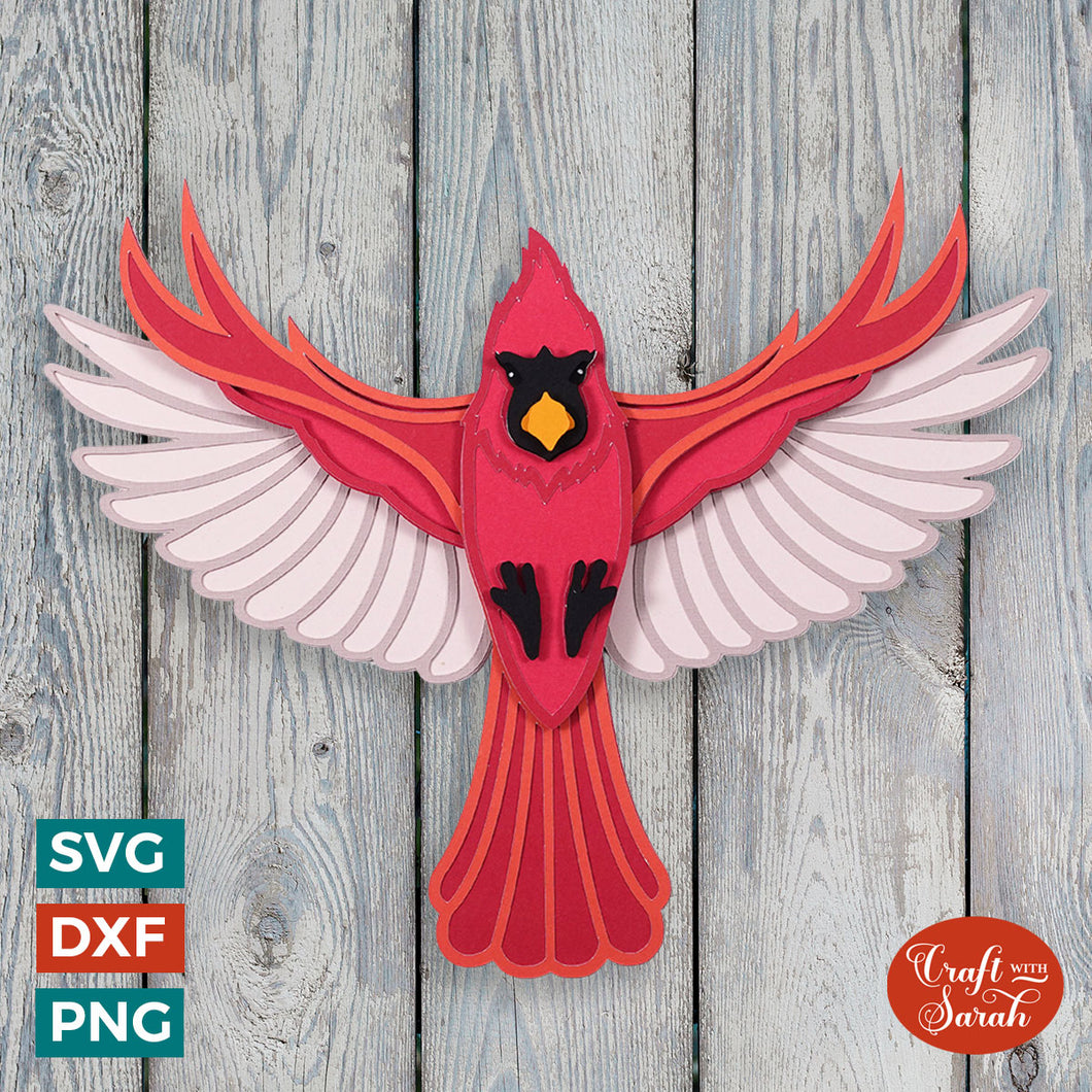 Cardinal In Flight SVG | Layered Cardinal Cutting File