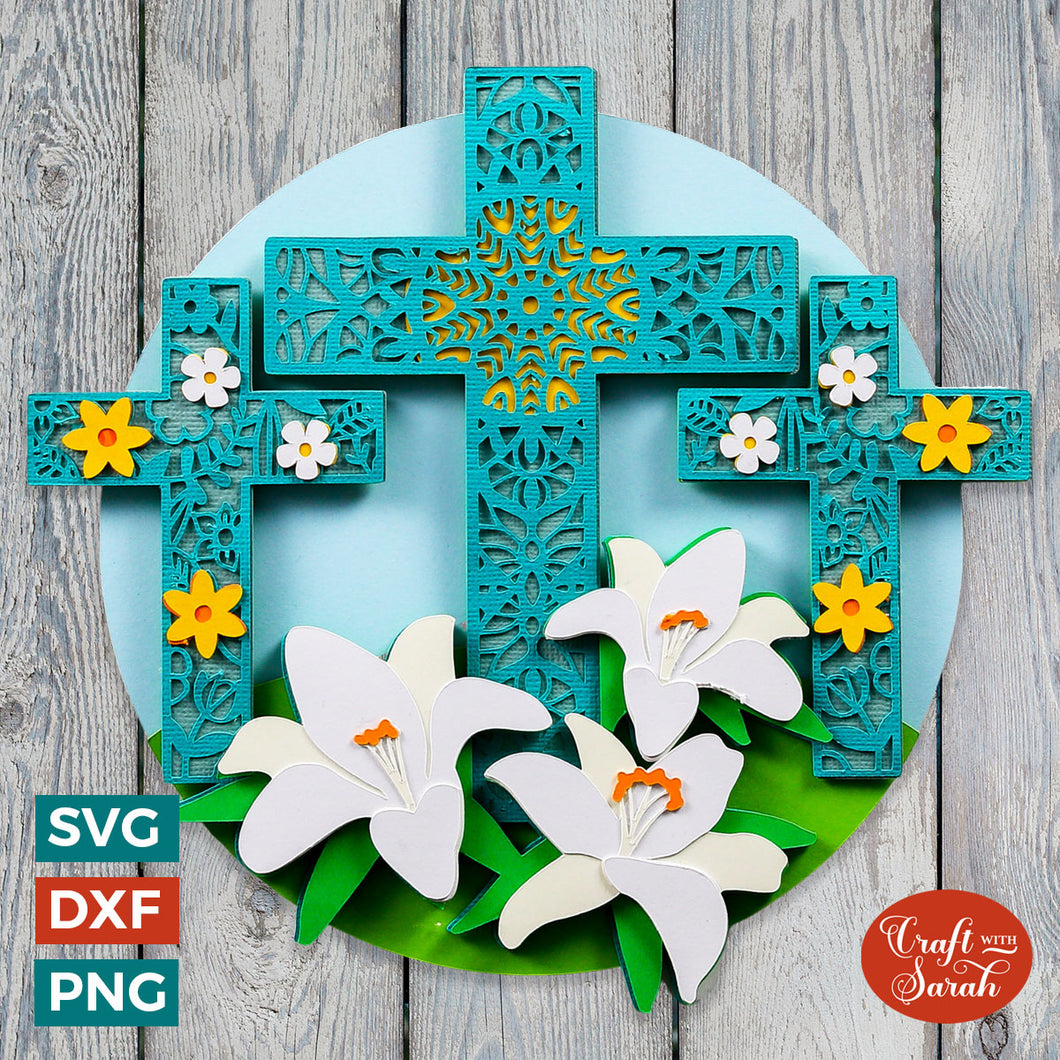 Easter Crosses SVG File | Layered Mandala Cross Cutting File