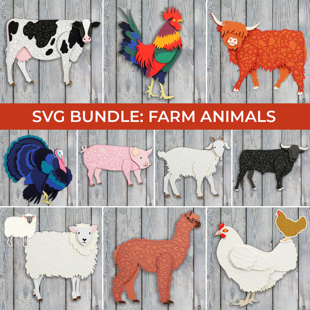 SVG BUNDLE: Layered Farm Animals
