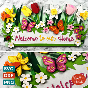 GIANT Spring Sign Layered SVG | Off-the-Mat Floral Welcome Sign