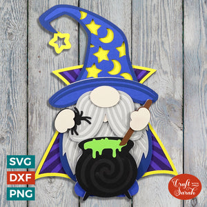 Halloween Gnome SVG | Layered Wizard Gnome Cut File