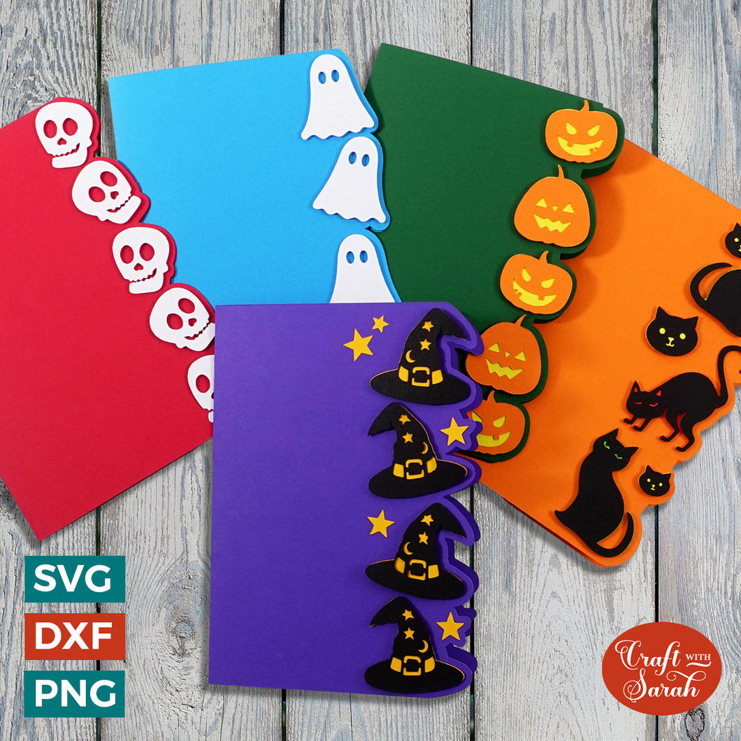 5 Halloween Greeting Cards | Halloween Side-Edge Card Bundle