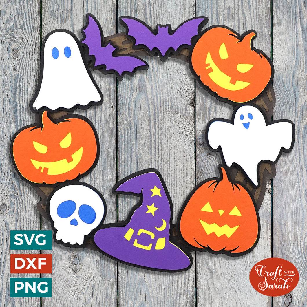 Halloween Wreath SVG | Cute Halloween Layered SVG